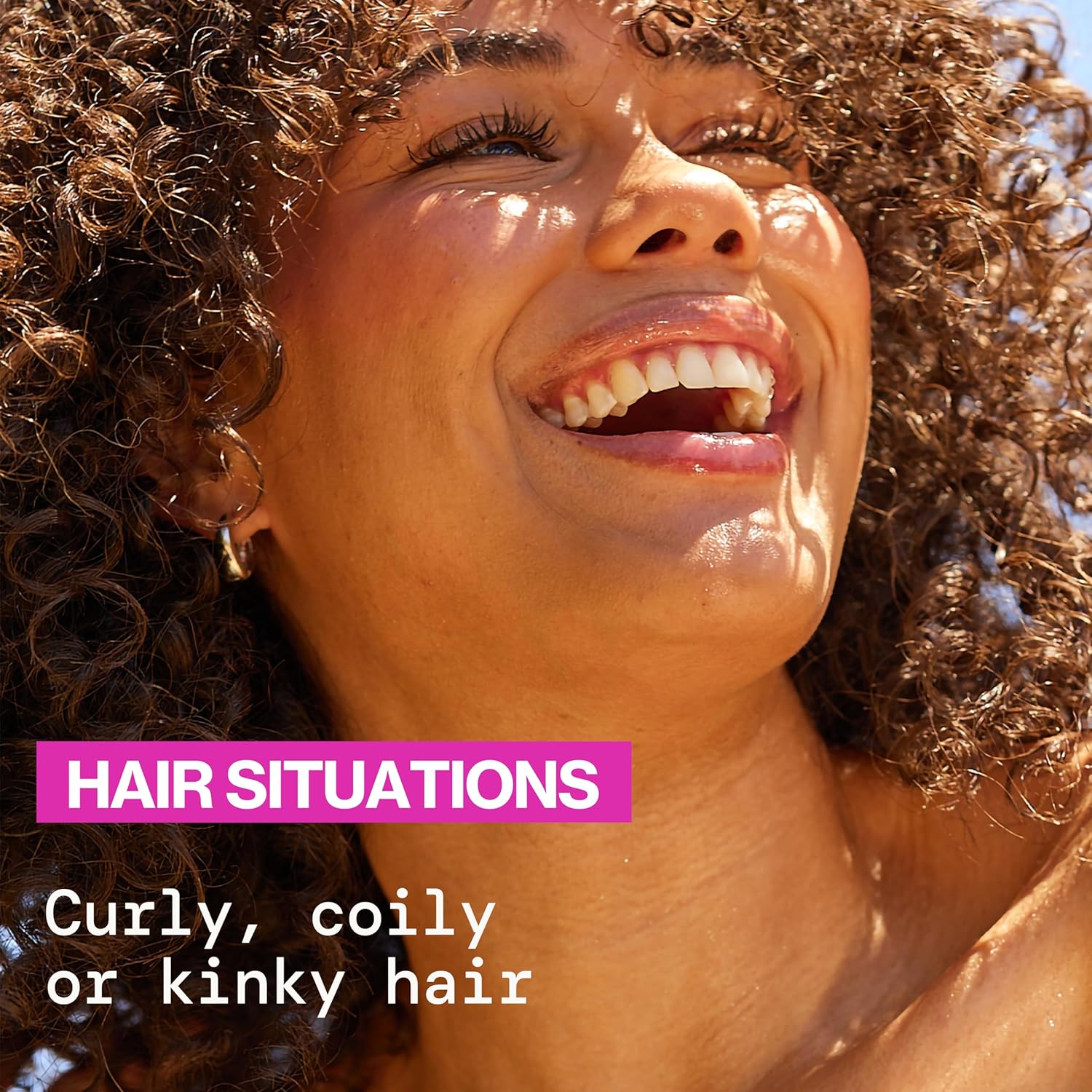Highlights the product's suitability for different types of curly, coily or kinky hair textures.
