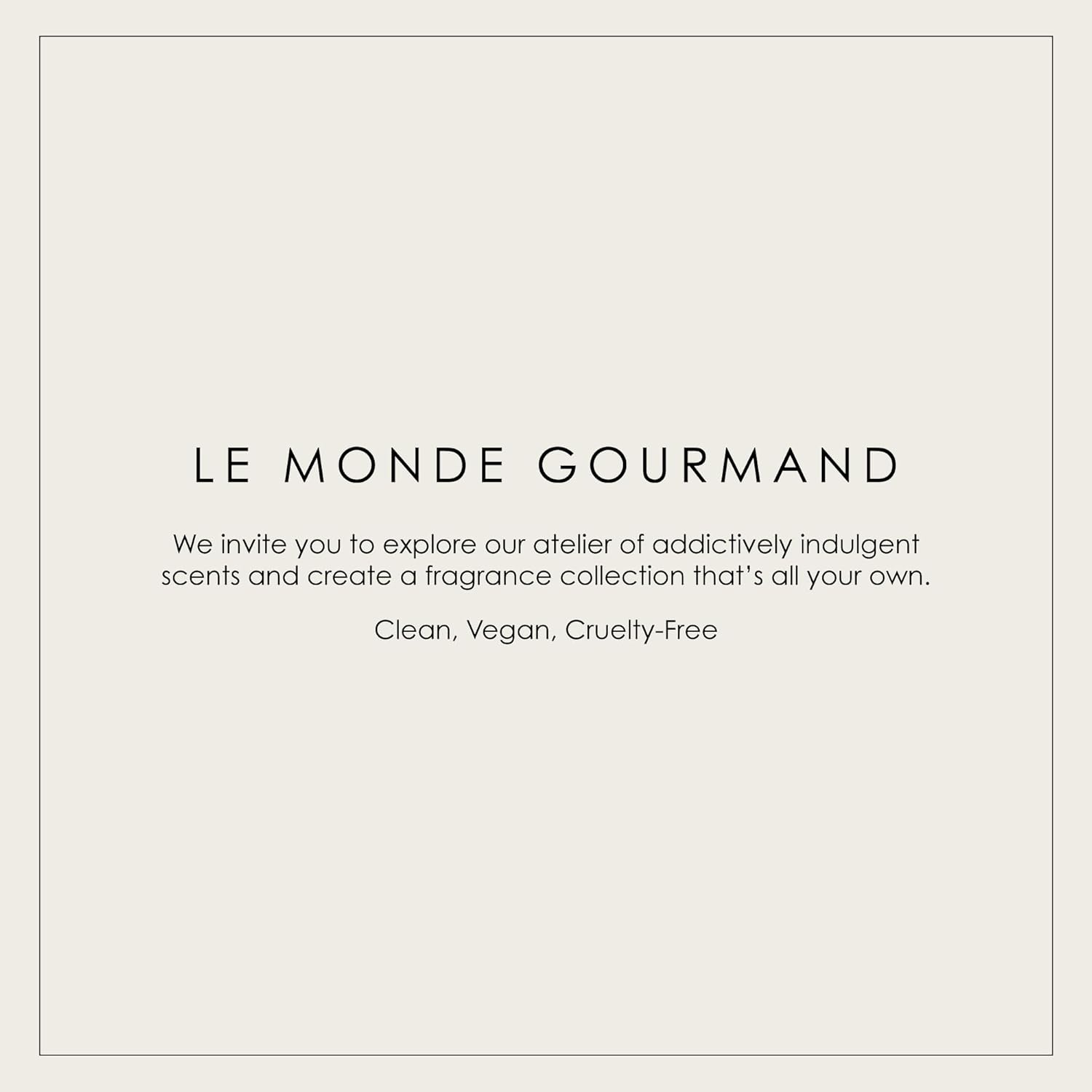 Emphasizes the brand name and positioning as a vegan, cruelty-free fragrance collection.