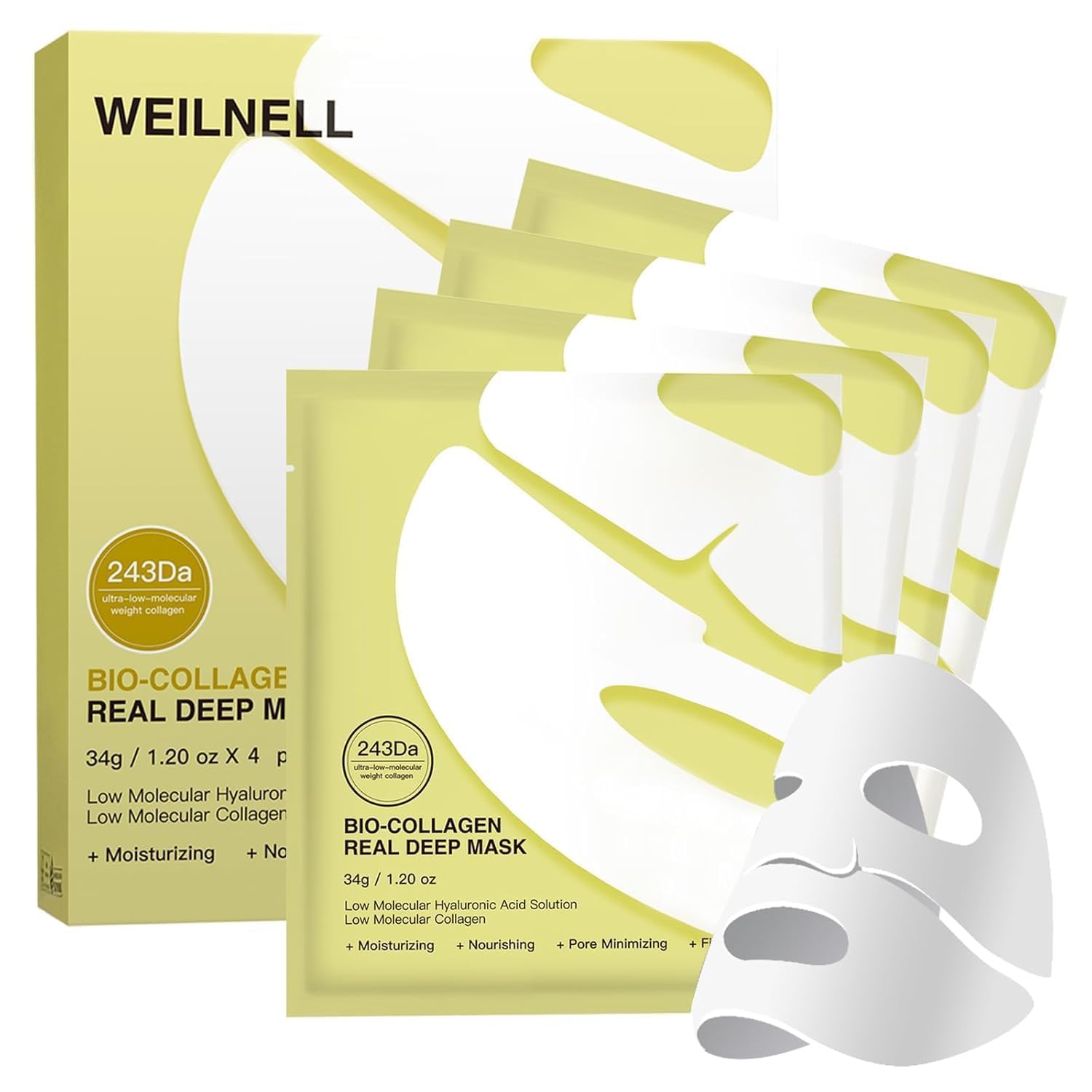 Highlights the product's ability to deeply hydrate and provide anti-aging benefits through its low molecular hyaluronic acid and collagen formula.