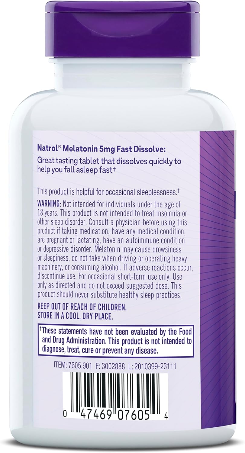 Highlights that the melatonin tablet dissolves quickly to help users fall asleep fast.