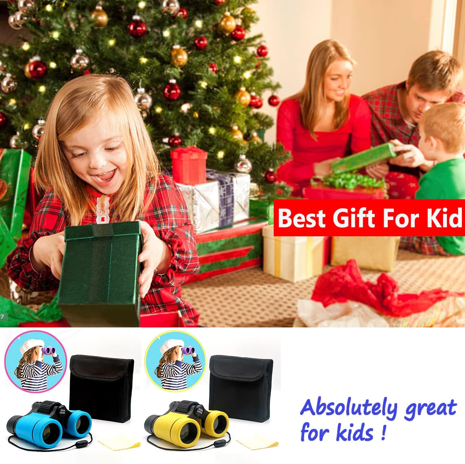Promotes the product as an ideal gift for kids during the Christmas/holiday season.