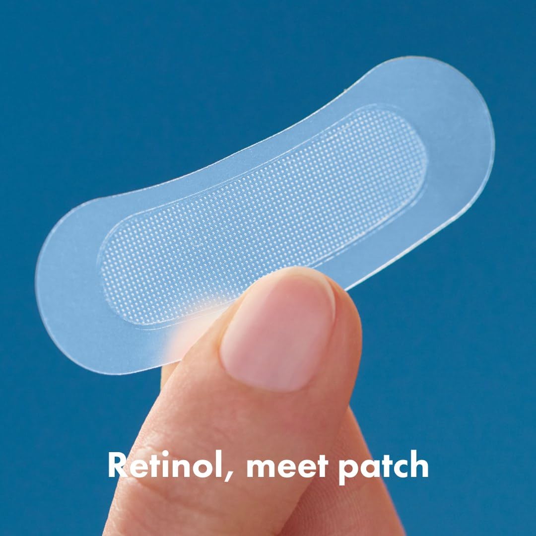 Introduces a new product format for retinol delivery, highlighting the innovative patch design for targeted skincare application.