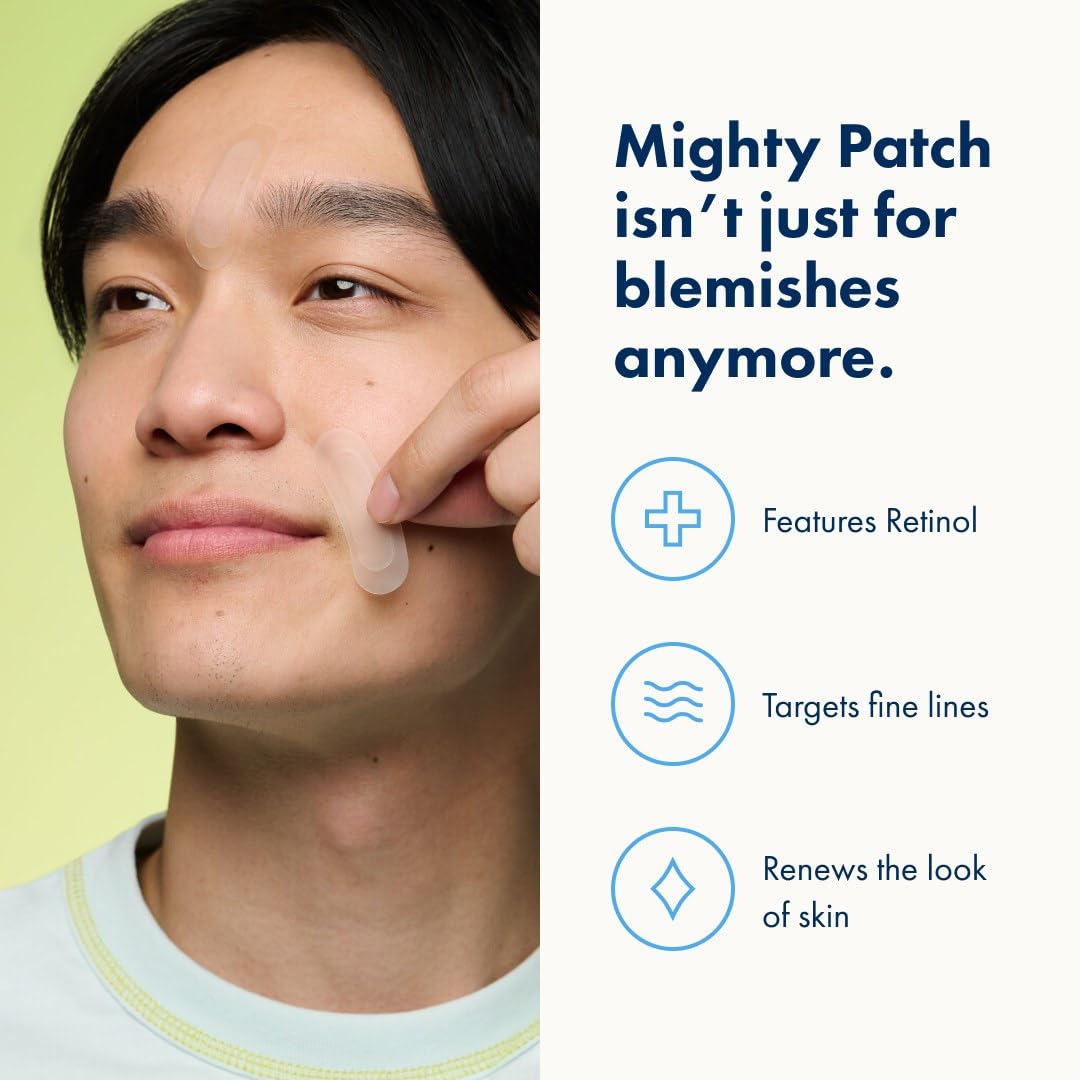 Highlights multiple benefits of the Mighty Patch product beyond just treating blemishes, showcasing its versatility for overall skin improvement.