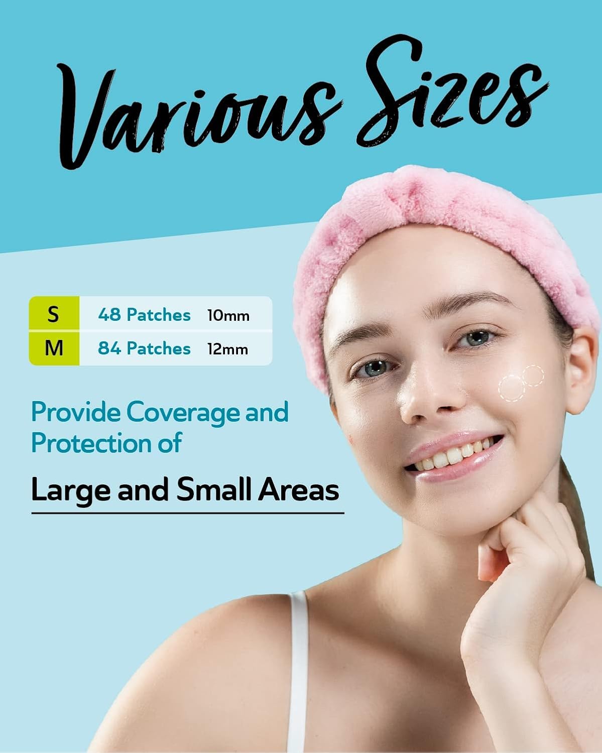 Informs customers about the different sizes of patches available, helping them choose the right option for their needs.