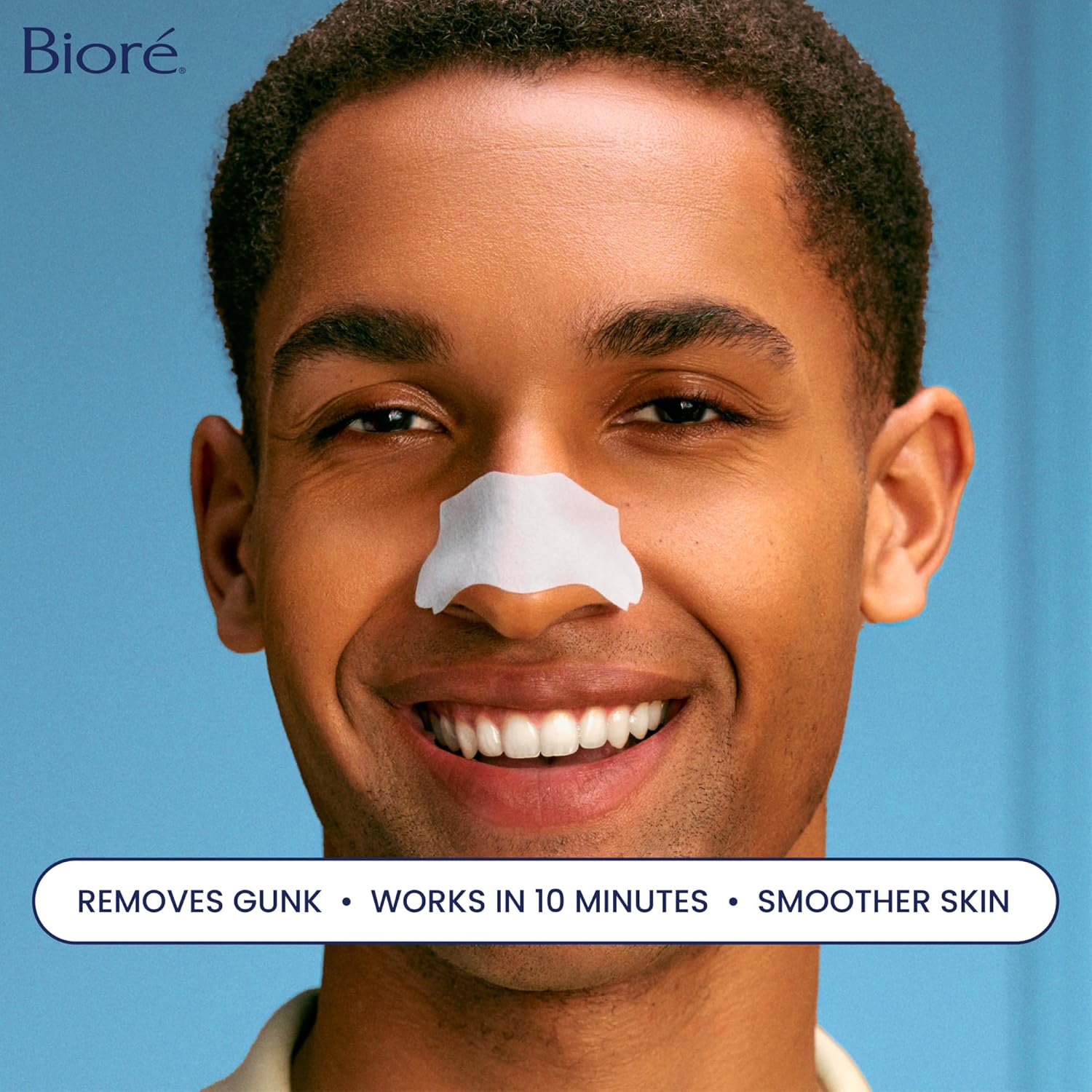 Highlights multiple benefits of the product to show its effectiveness for skincare: removing impurities, working quickly, and improving skin texture.