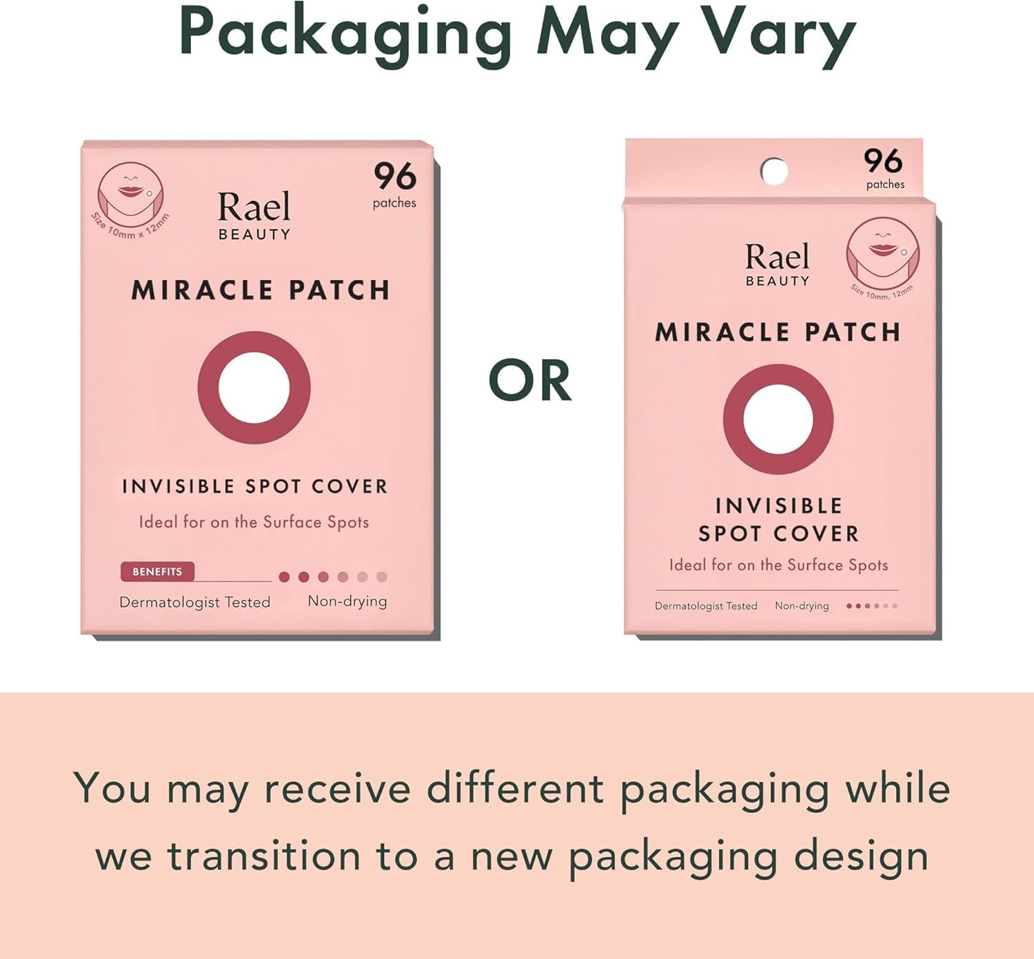 Informs customers that they may receive different packaging designs during a transition period, reducing confusion and managing expectations.