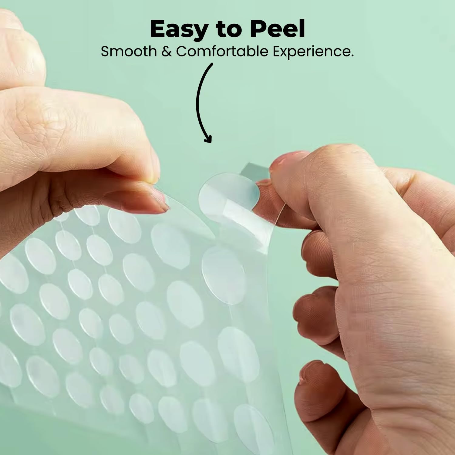 Demonstrates the product's ease of use by showing how effortlessly it can be peeled off, emphasizing a smooth and comfortable experience for the user.