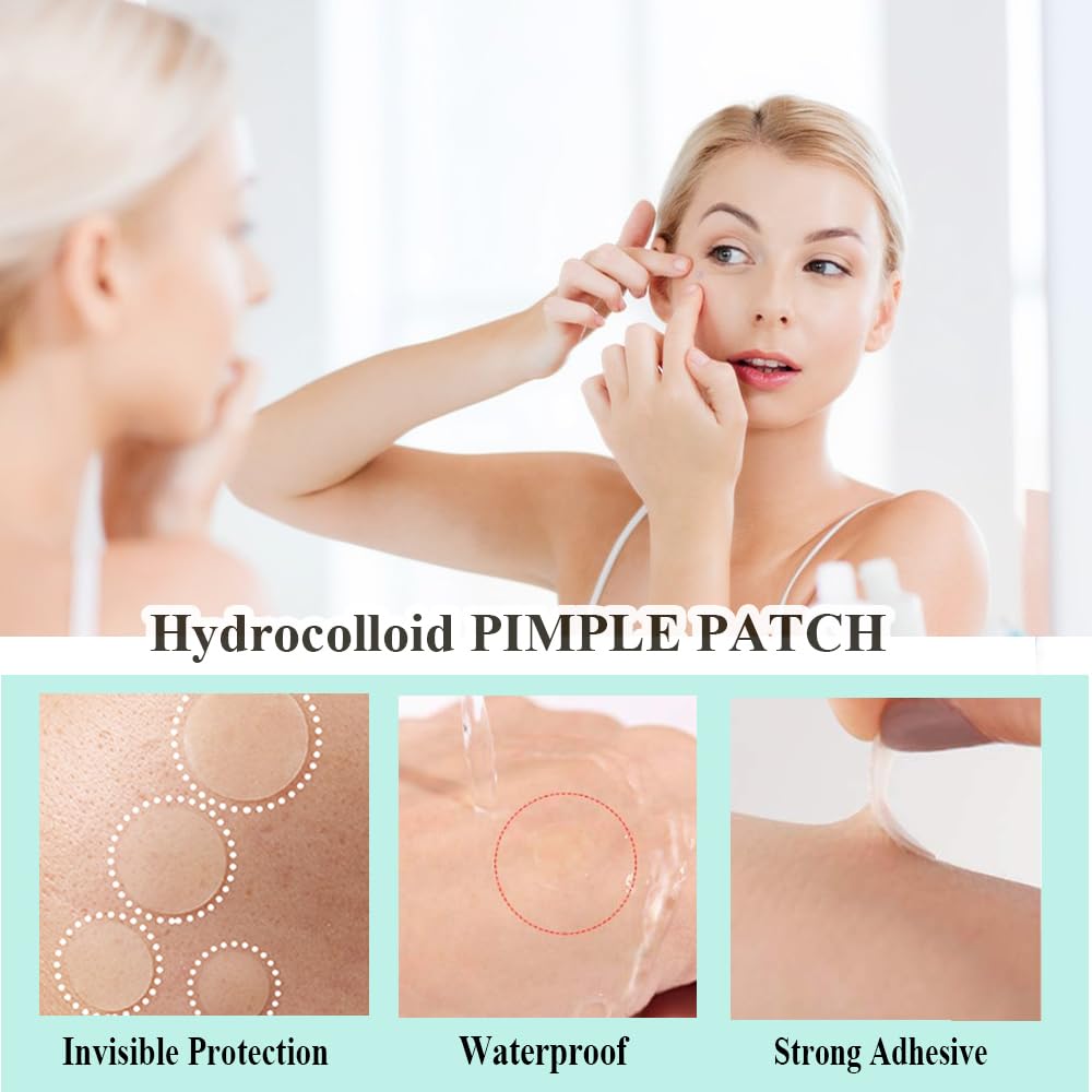 Highlights the product's ability to provide invisible, waterproof protection for acne treatment.