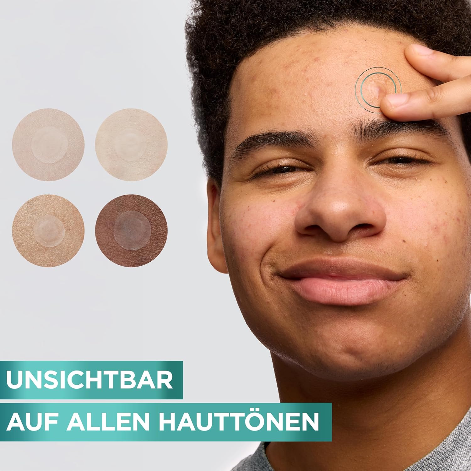 Demonstrates that the product (likely a skincare patch) is invisible on various skin tones, emphasizing its versatility and discreet nature.