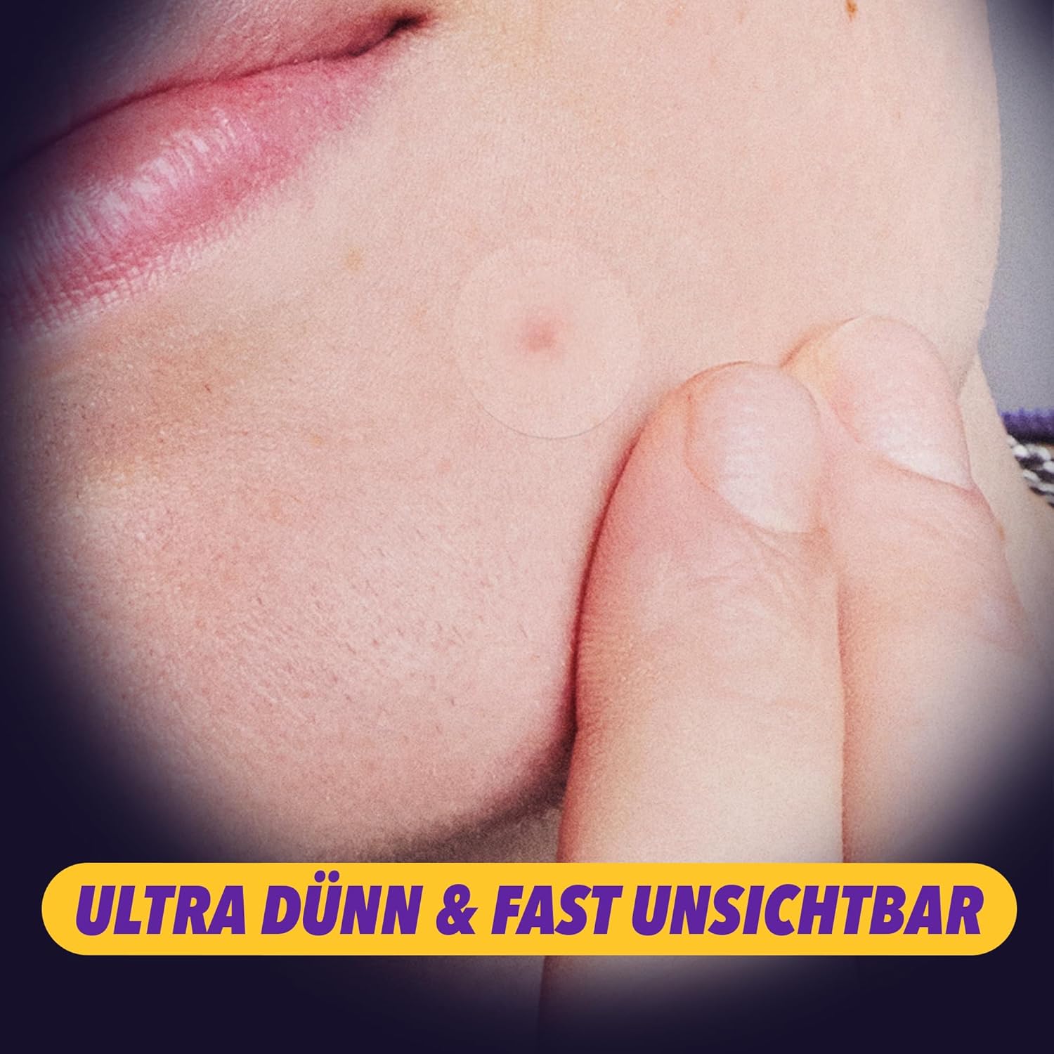 Demonstrates the product's ultra-thin and nearly invisible nature when applied to skin, highlighting its discreet and comfortable use.