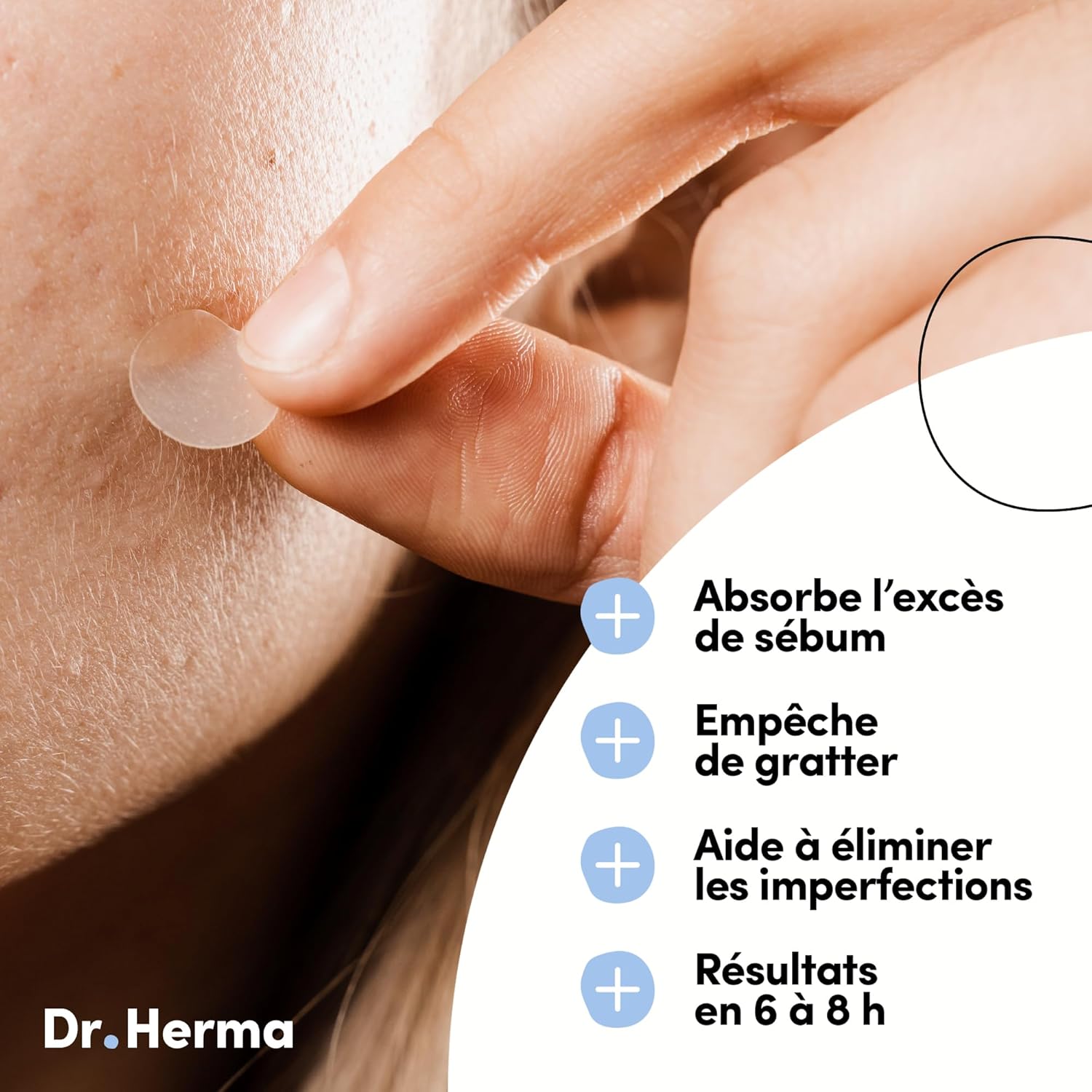 Highlights the key benefits of using the acne patch product, focusing on its ability to absorb excess sebum and prevent scratching.