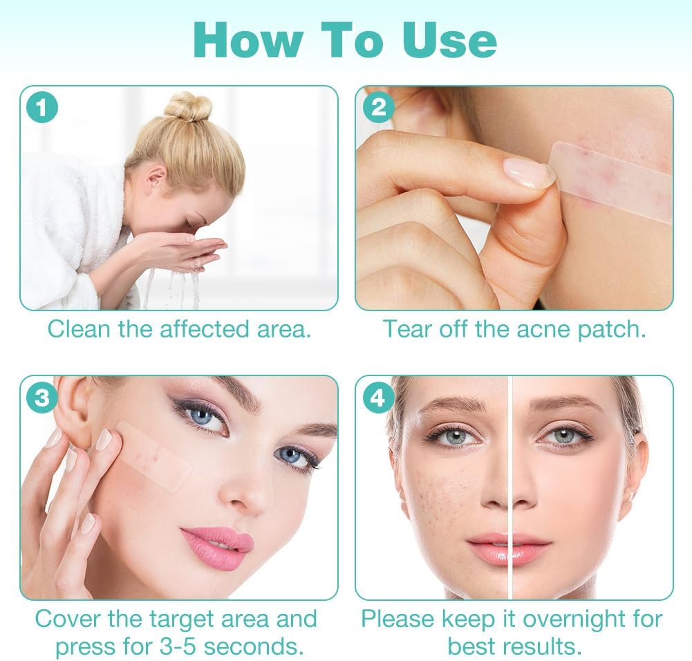 Provides step-by-step instructions on how to properly use and apply acne patches for best results.