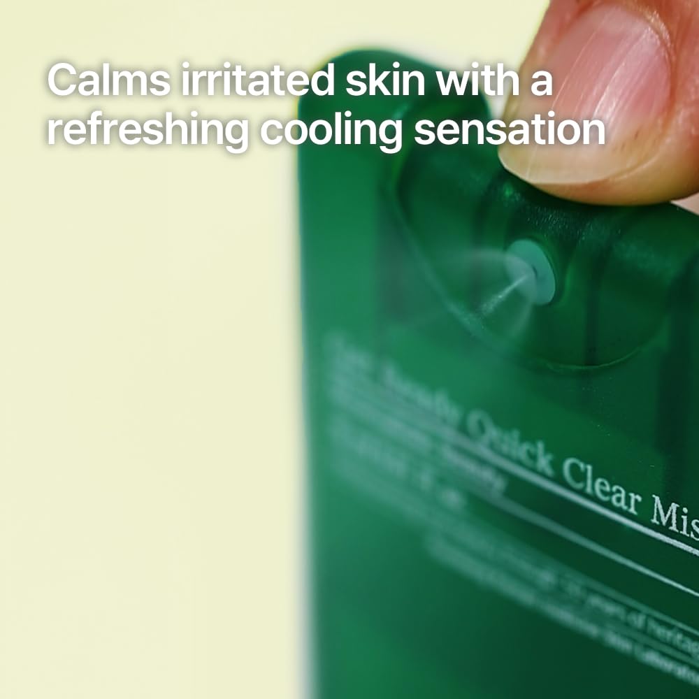 Highlights the product's ability to soothe irritated skin with a cooling effect, emphasizing its calming and refreshing properties.