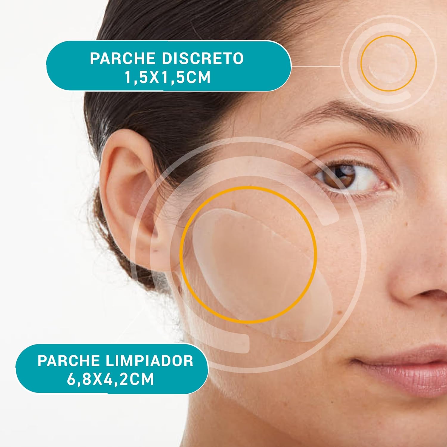 Shows the exact sizes of two different patches to help customers understand the product dimensions and application areas.