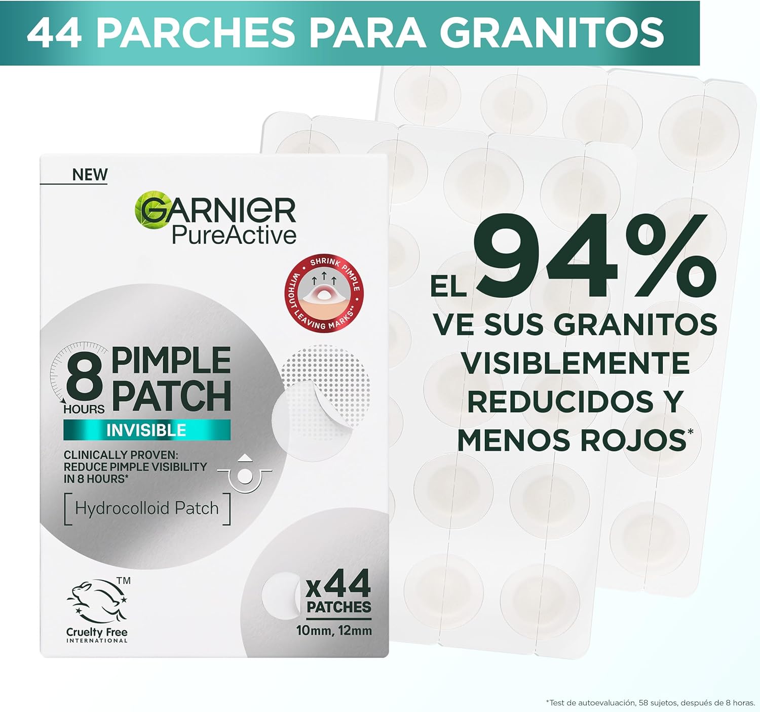 Highlights the product's ability to visibly reduce pimples and redness in 8 hours, reassuring customers of its fast-acting effectiveness.