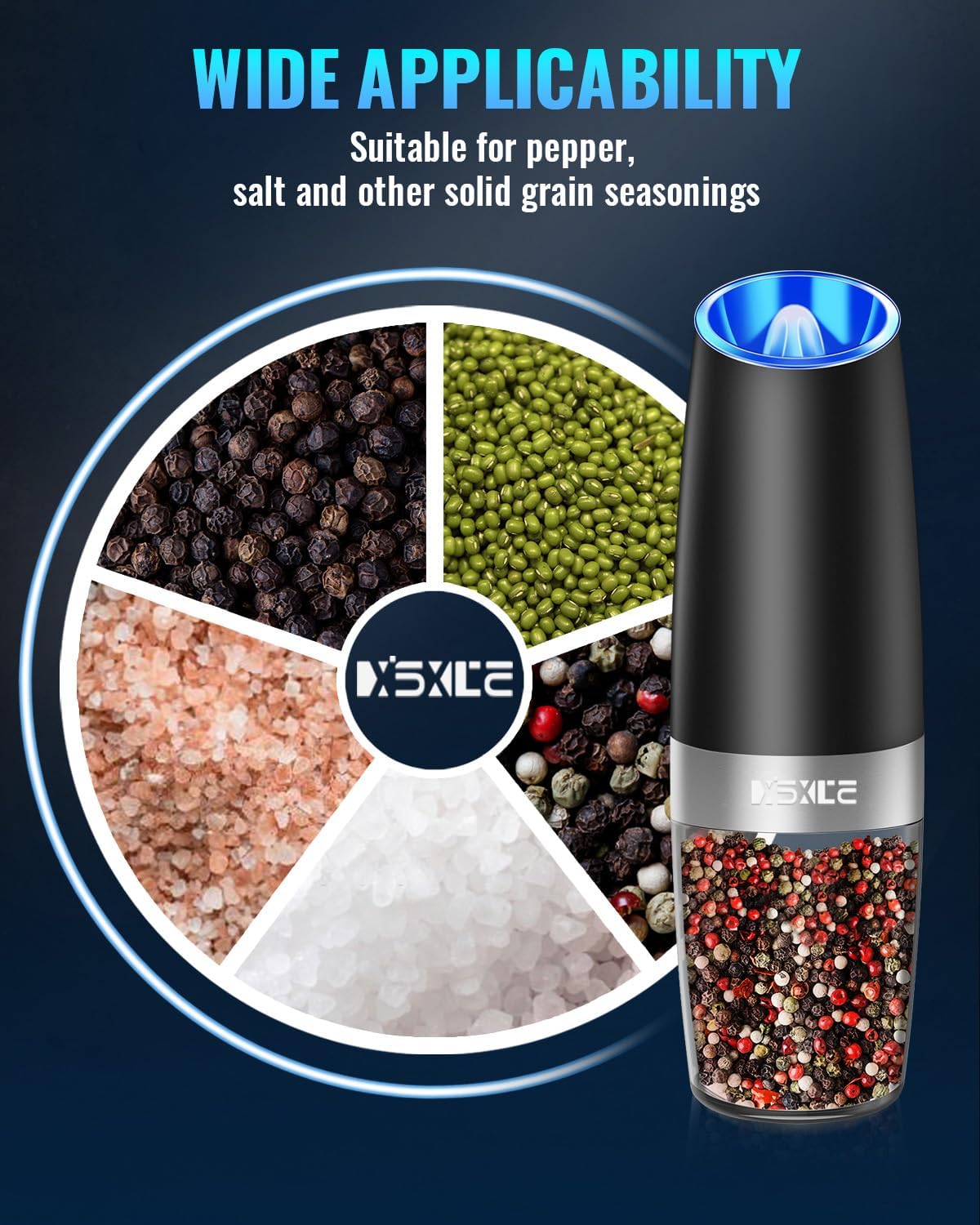 Demonstrates the wide range of seasonings and spices that can be used with the product, showcasing its versatility in the kitchen.