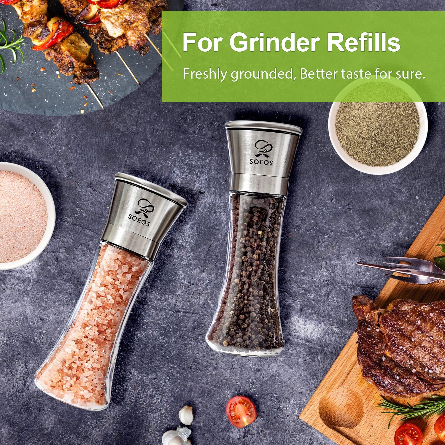 Soeos Himalayan Pink Salt 39 oz + Whole Black Peppercorns 18 oz: Infographics