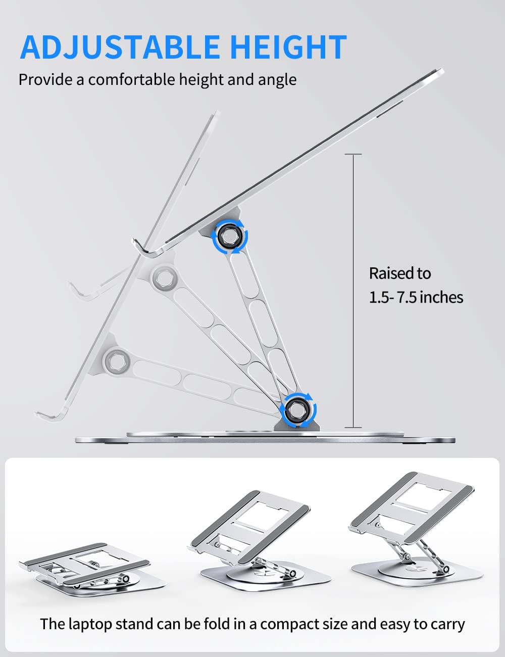 Highlights the product's adjustable height feature to show how it provides comfort and versatility for users.