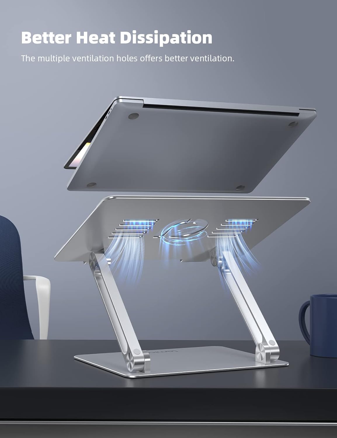 Highlights the product's improved ventilation system for better heat management, reassuring customers about the device's cooling efficiency and longevity.