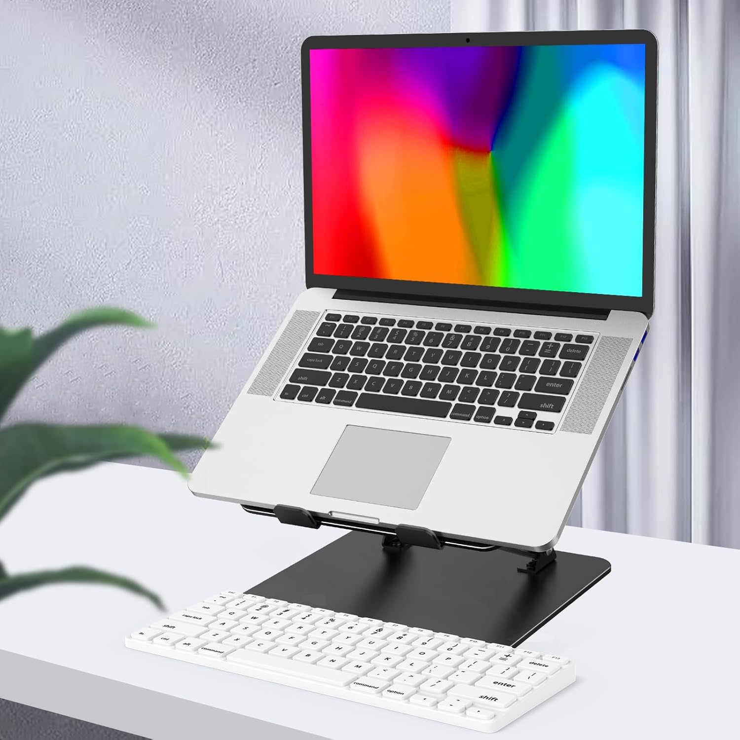 Showcases the laptop's high-quality, colorful display to attract customers interested in visual performance.
