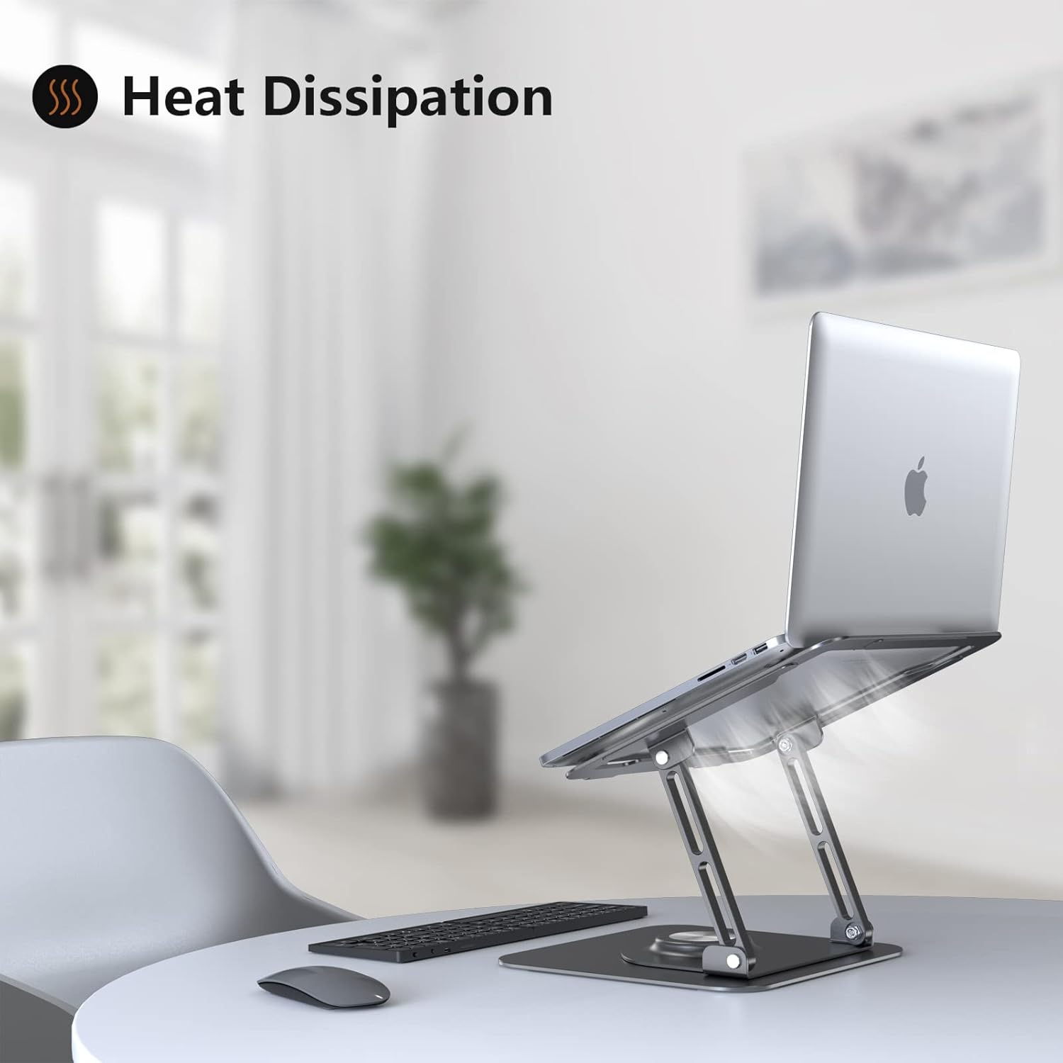 Highlights the product's ability to improve laptop cooling and prevent overheating.