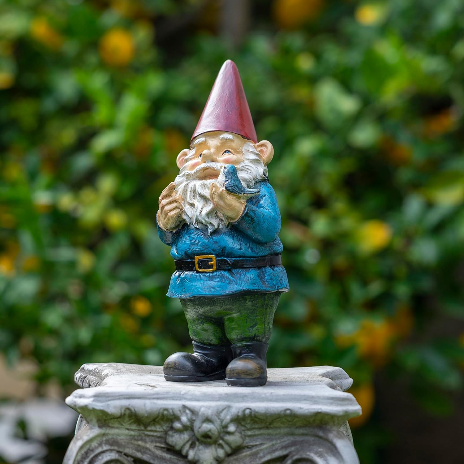 Shows the product in a realistic outdoor garden setting to help shoppers visualize how it would look in their own yard.
