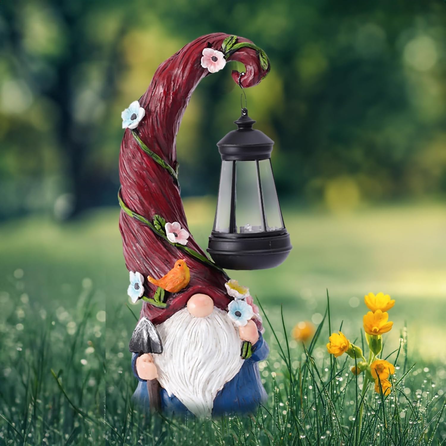 Showcases the product in a natural garden setting to demonstrate its decorative appeal and whimsical nature.