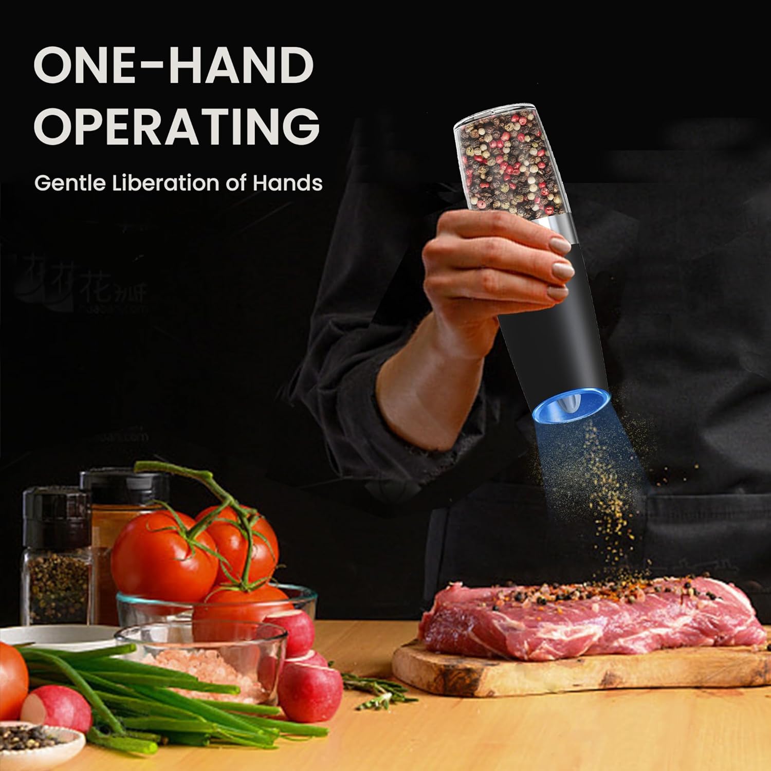 Demonstrates the product's ease of use with just one hand, emphasizing convenience and efficiency in the kitchen.