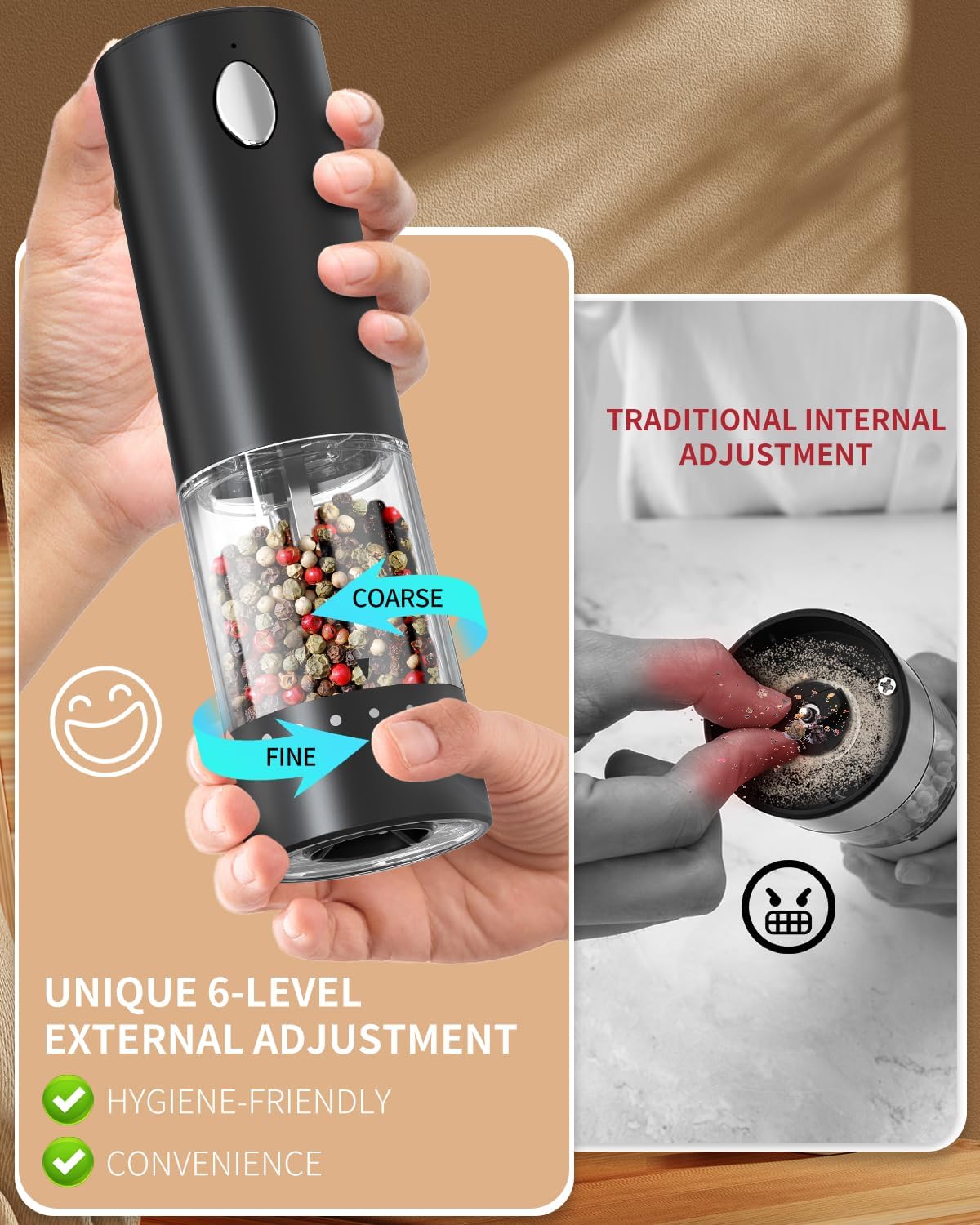 CIRCLE JOY Electric Salt and Pepper Grinder Set Rechargeable Salt and Pepper Mills with…: Infographics