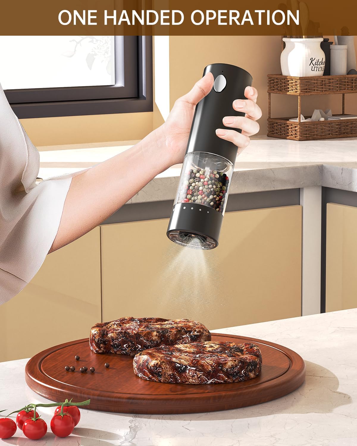 Demonstrates the ease of use by showing the product can be operated with just one hand, emphasizing convenience for the user.