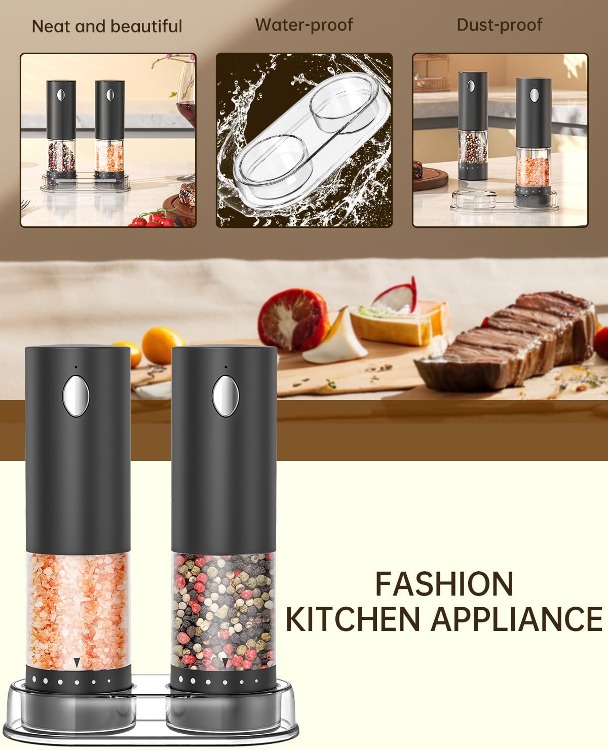 CIRCLE JOY Electric Salt and Pepper Grinder Set Rechargeable Salt and Pepper Mills with…: Infographics