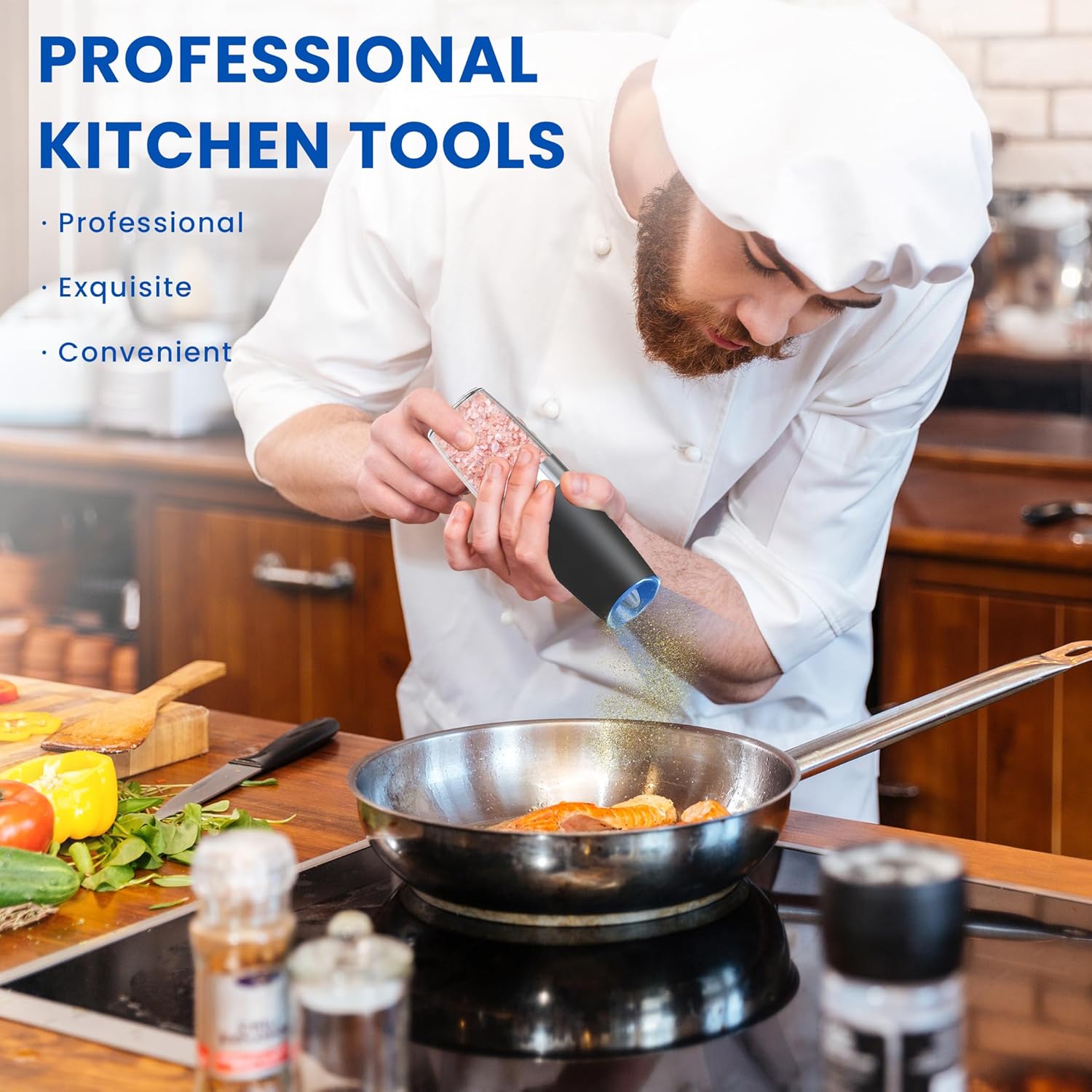 Highlights multiple benefits of the kitchen tools to appeal to both professional chefs and home cooks looking for high-quality equipment.