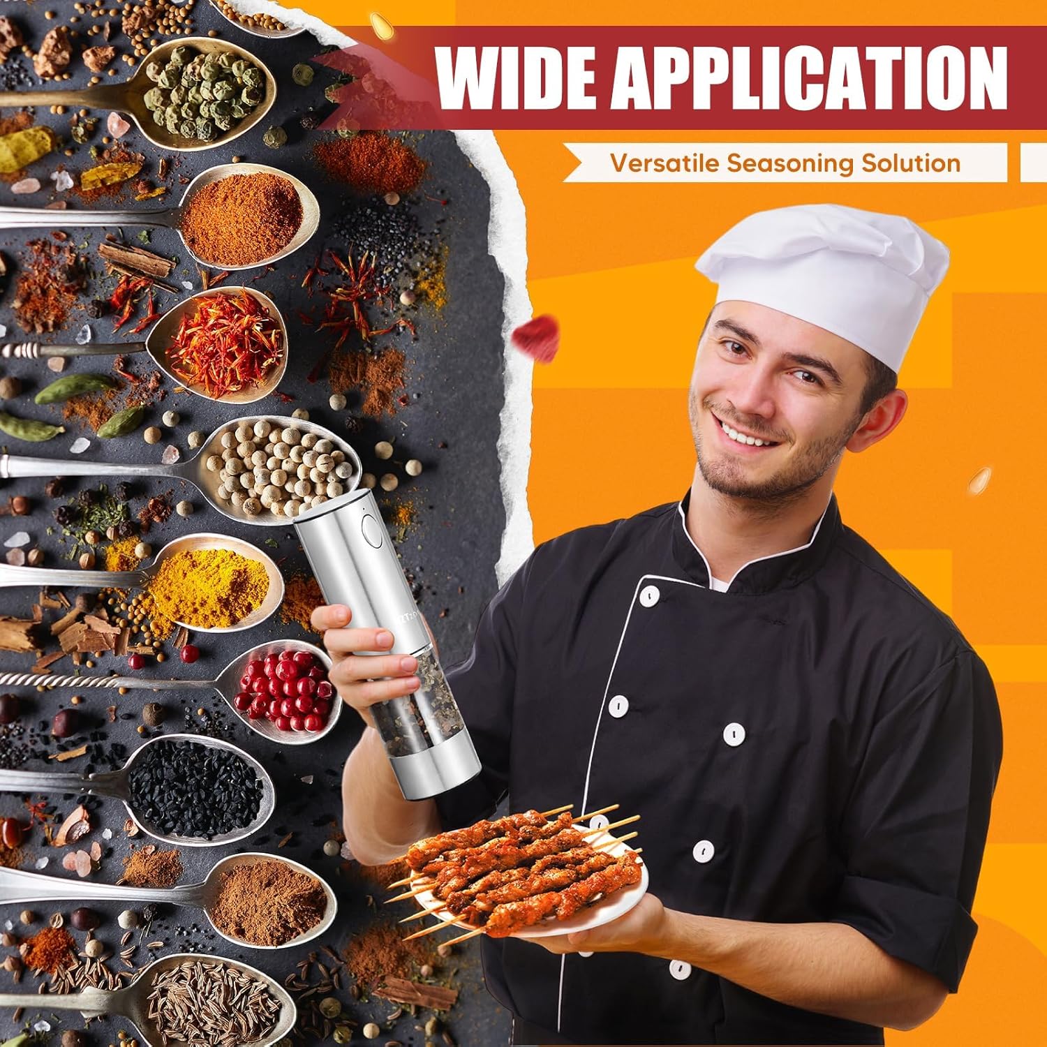 Demonstrates the wide range of culinary applications for the seasoning product, showing its versatility across different spices and dishes. Highlights the product's versatility as a seasoning…