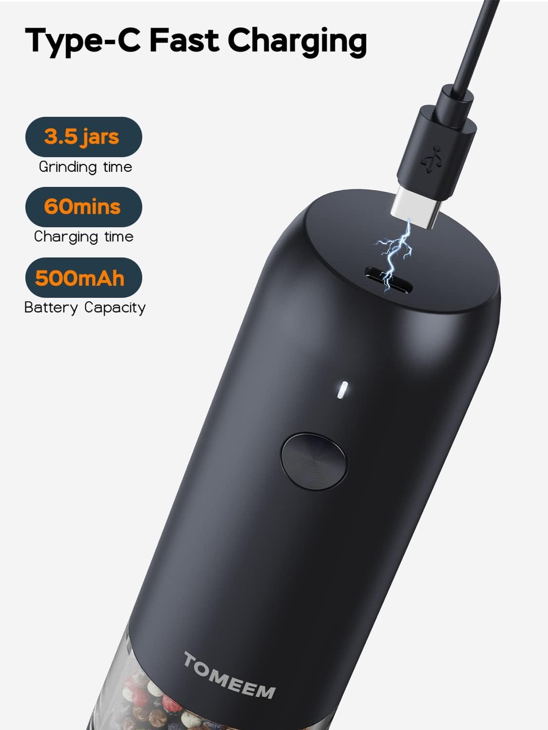 Upgraded Larger Capacity: Electric Salt and Pepper Grinder Set Rechargeable with LED…: Infographics