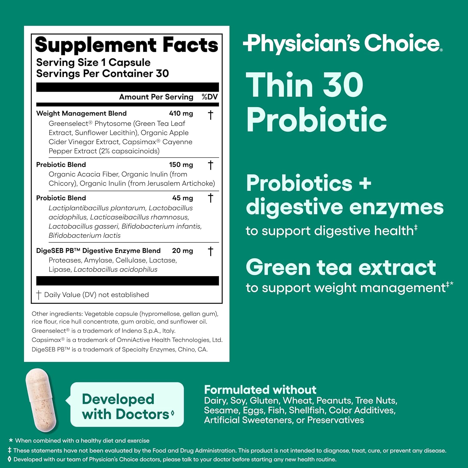 Physician's CHOICE Probiotics for Weight Management & Bloating: Infographics