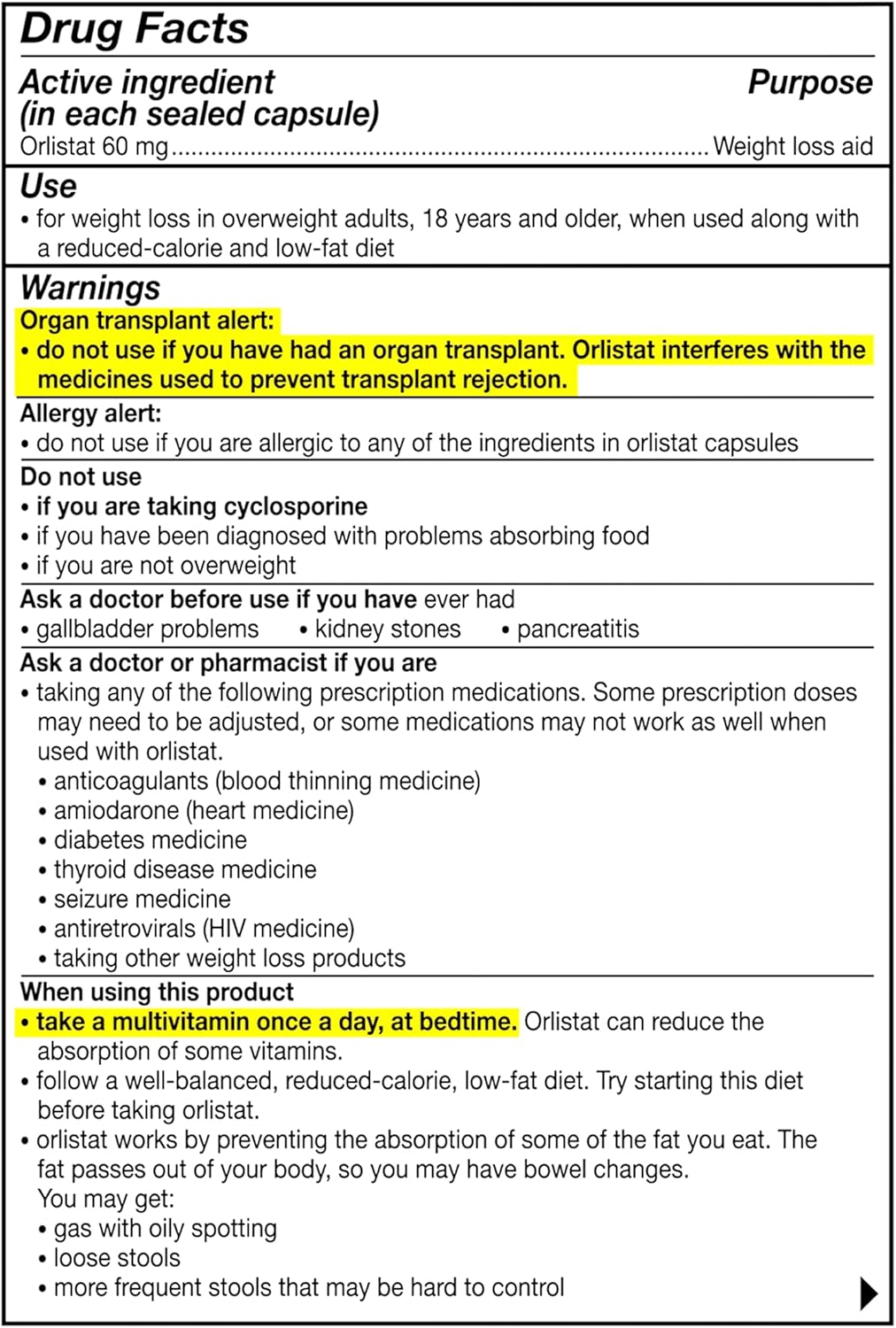 Provides critical safety information and usage instructions for the weight loss medication, highlighting potential interactions and precautions.