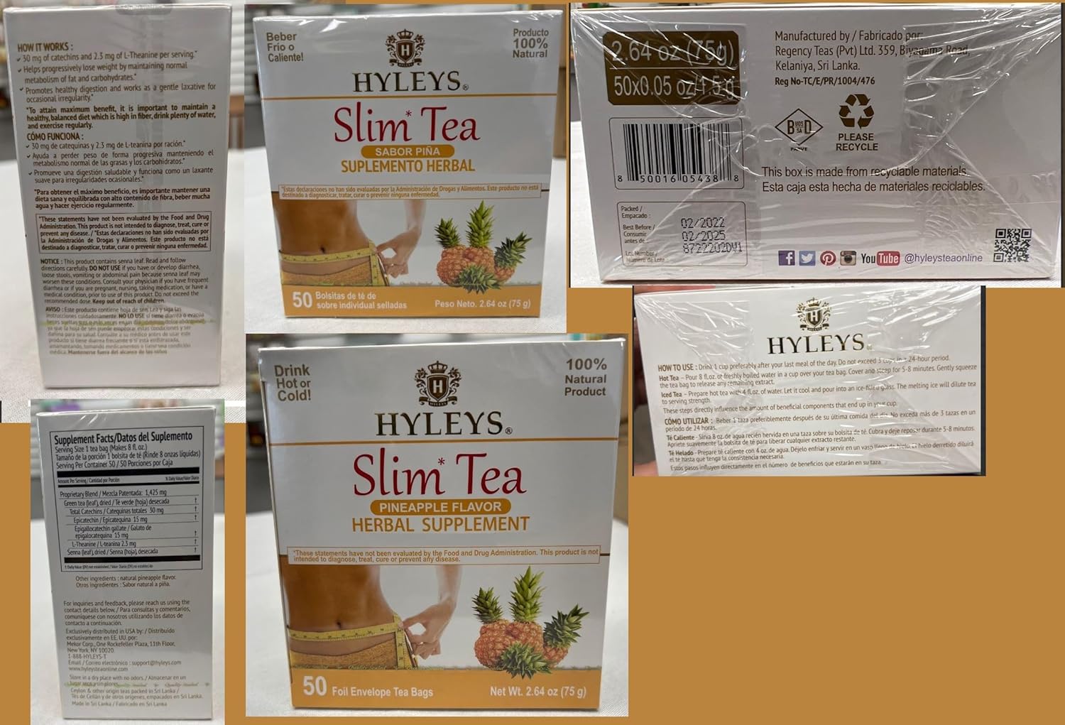 Hyleys Slim Tea Weight Loss Herbal Supplement with Pineapple: Infographics