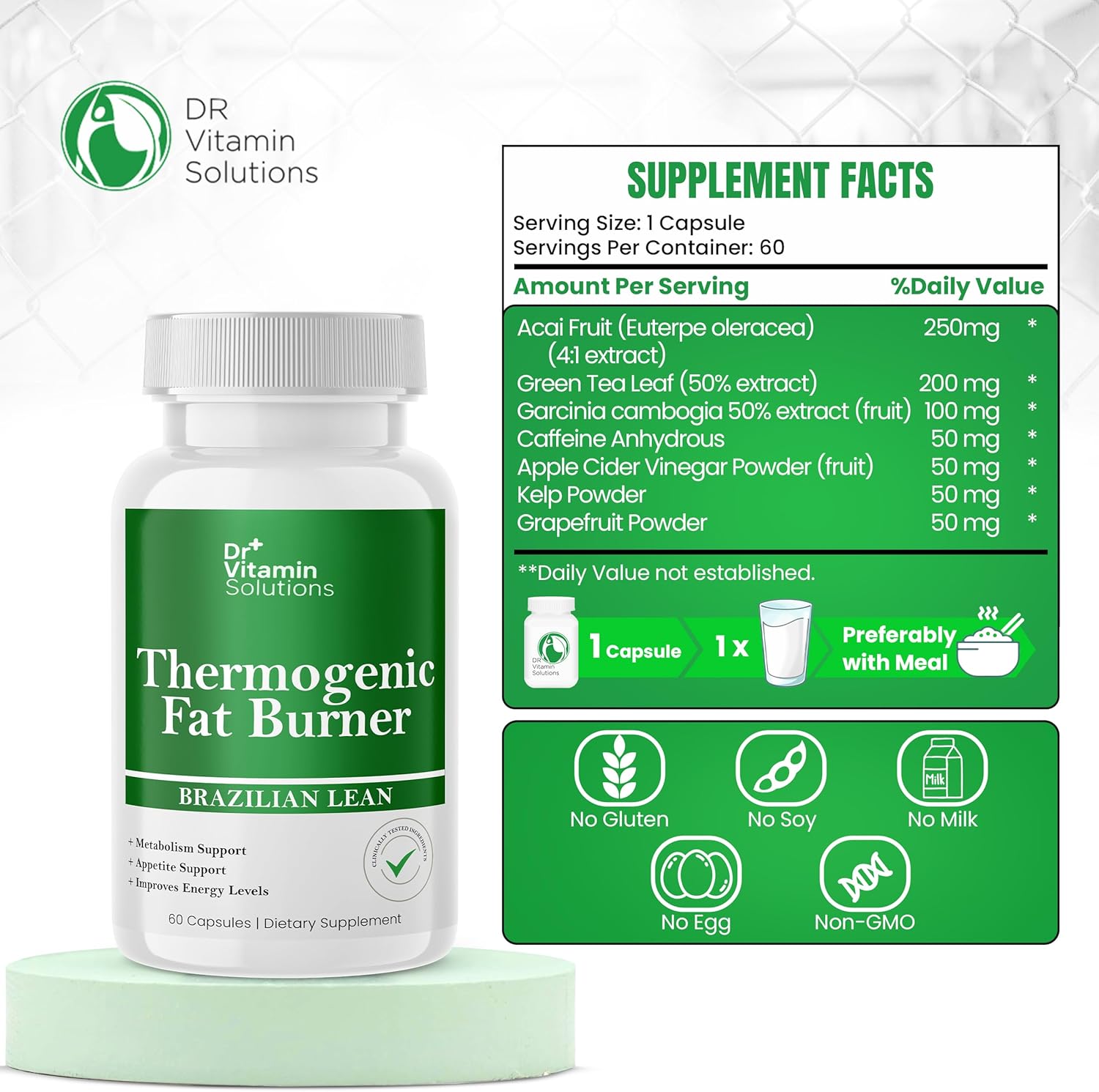 DR VITAMIN SOLUTIONS Thermogenic Fat Burner Brazilian Lean: Infographics