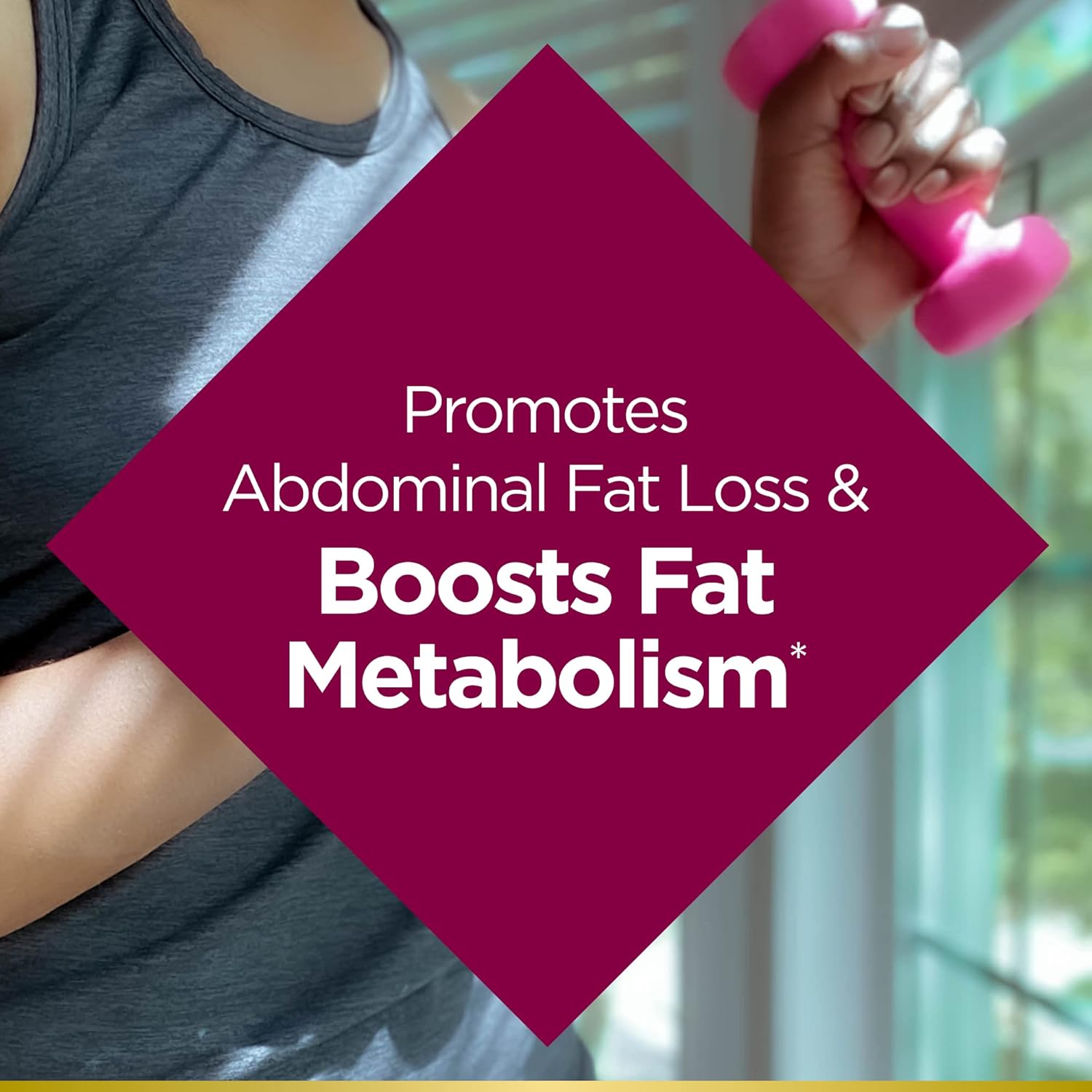 Highlights the product's ability to promote abdominal fat loss and boost metabolism, appealing to customers looking for weight loss solutions.