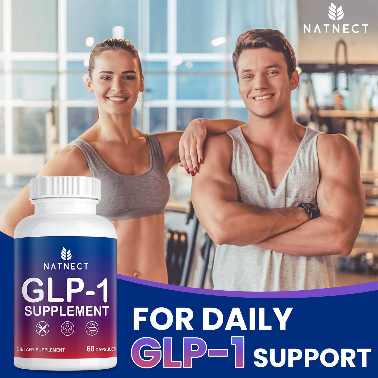 Highlights the product's ability to provide daily GLP-1 support, potentially for fitness and weight management goals.