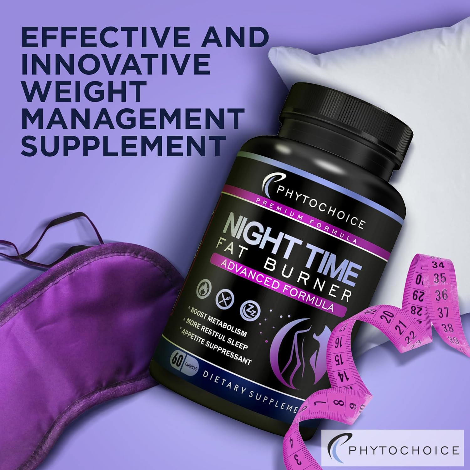 Highlights the product's specific benefit of burning fat during sleep, appealing to those looking for effortless weight management.