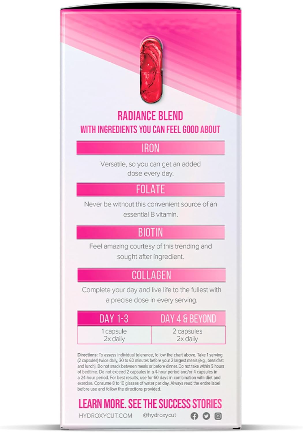 Highlights the key ingredients and their benefits, while providing clear dosage instructions to ensure proper use of the product.