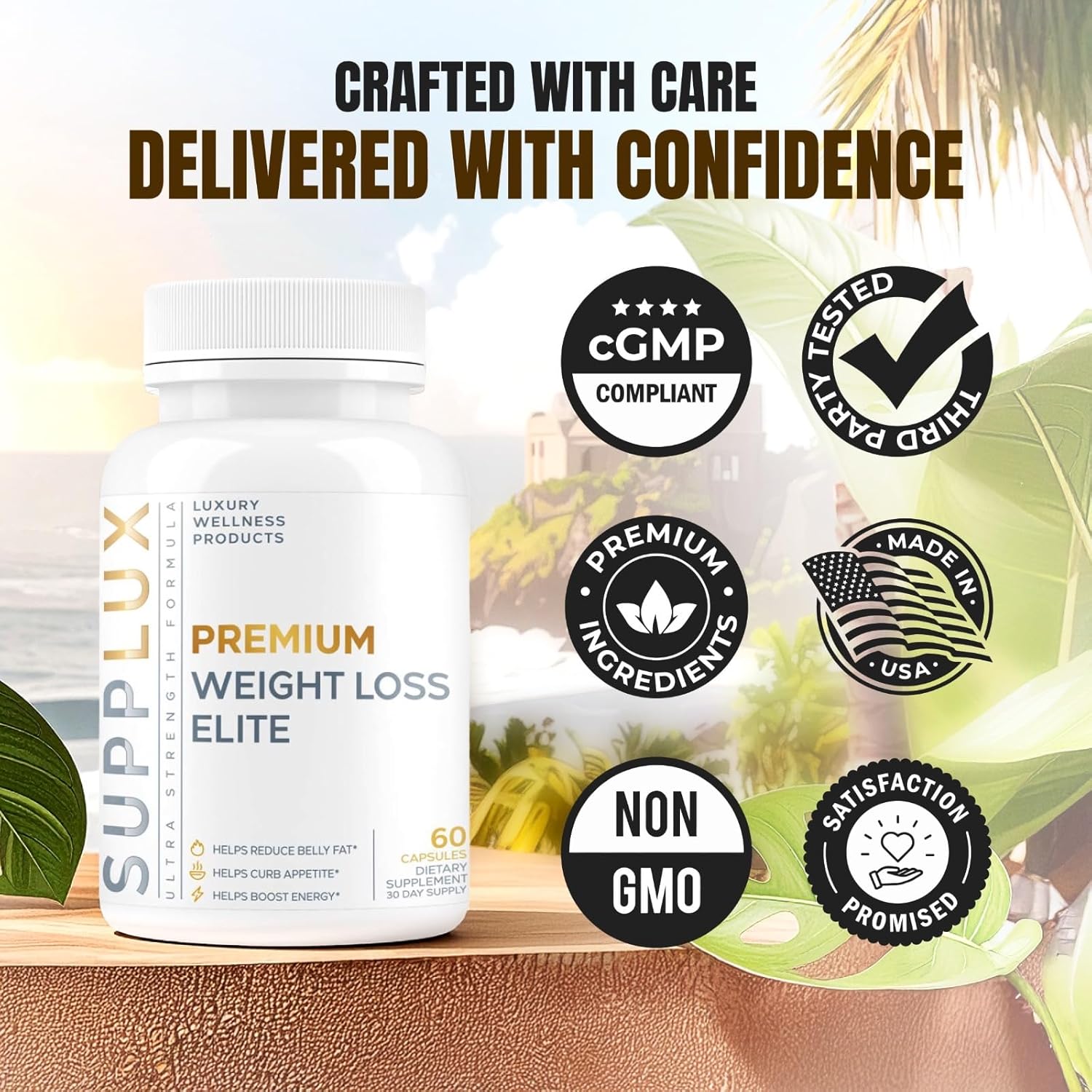 Reassures customers about the product's quality, safety, and origin through various certifications and badges. Emphasizes the brand's commitment to quality and customer satisfaction, building trust…