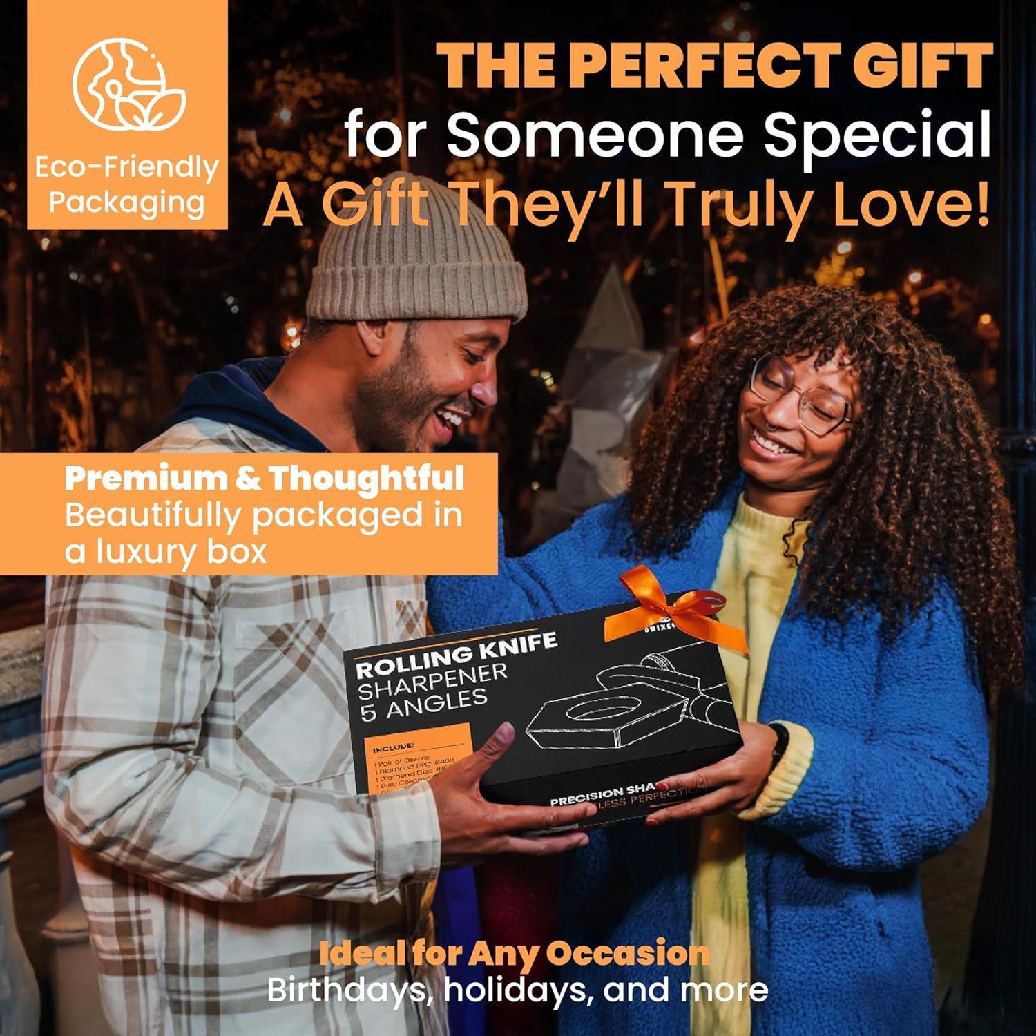 Positions the product as an ideal gift for special occasions, emphasizing its premium quality and thoughtful packaging. Showcases the product contents, highlighting that it's a complete set packaged…