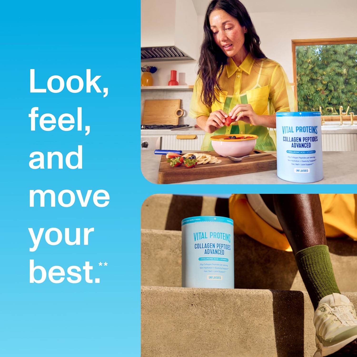 Demonstrates how the product fits into different aspects of a healthy, active lifestyle - from nutrition to exercise. Reinforces the brand's message of improving overall well-being and performance…
