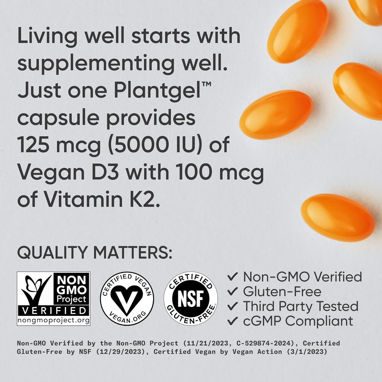 Highlights the key nutritional benefits of the product and emphasizes its quality through multiple certifications. Reassures customers about the product's safety and compatibility with various…