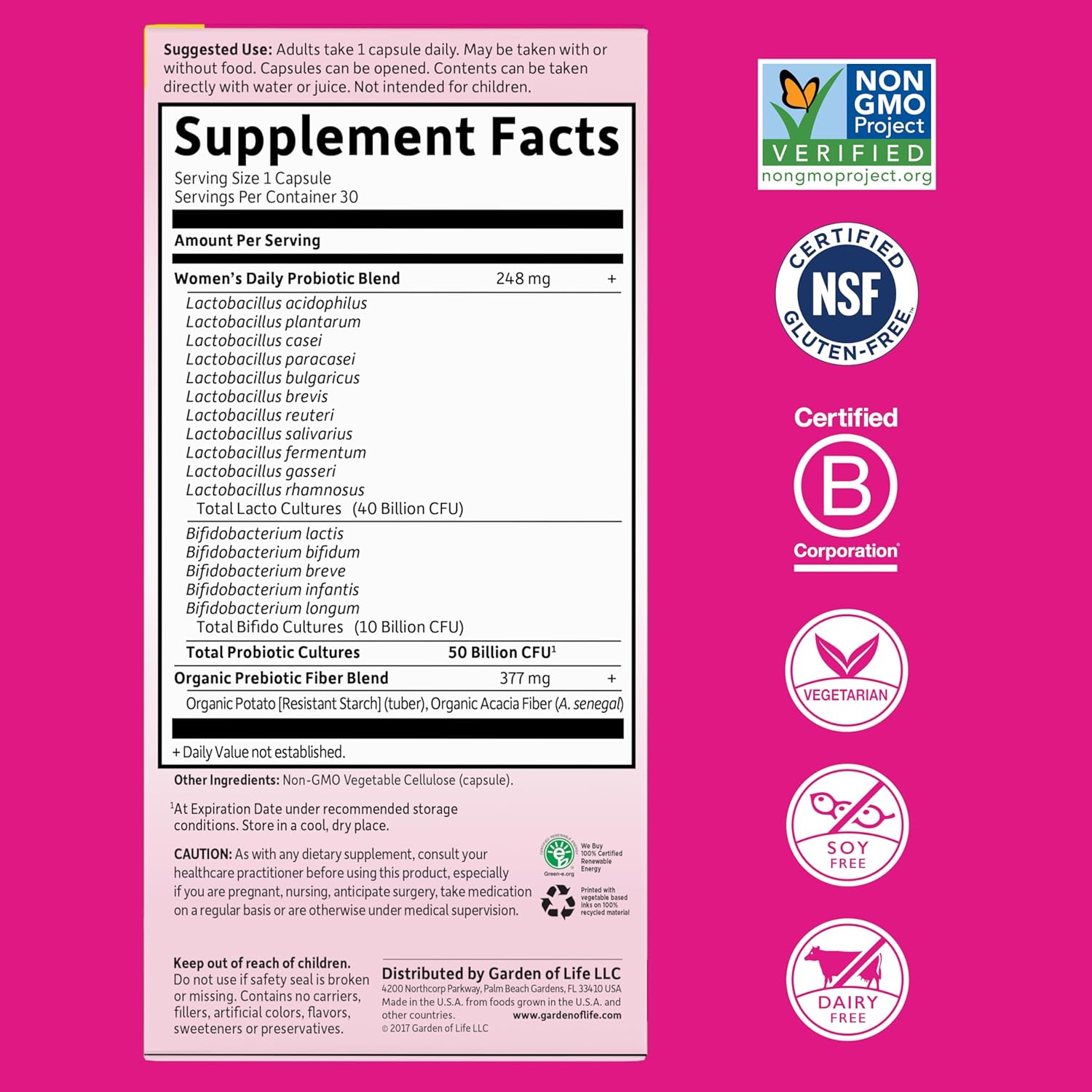 Garden of Life Once Daily Dr. Formulated Probiotics for Women 50 Billion CFU 16…: Infographics