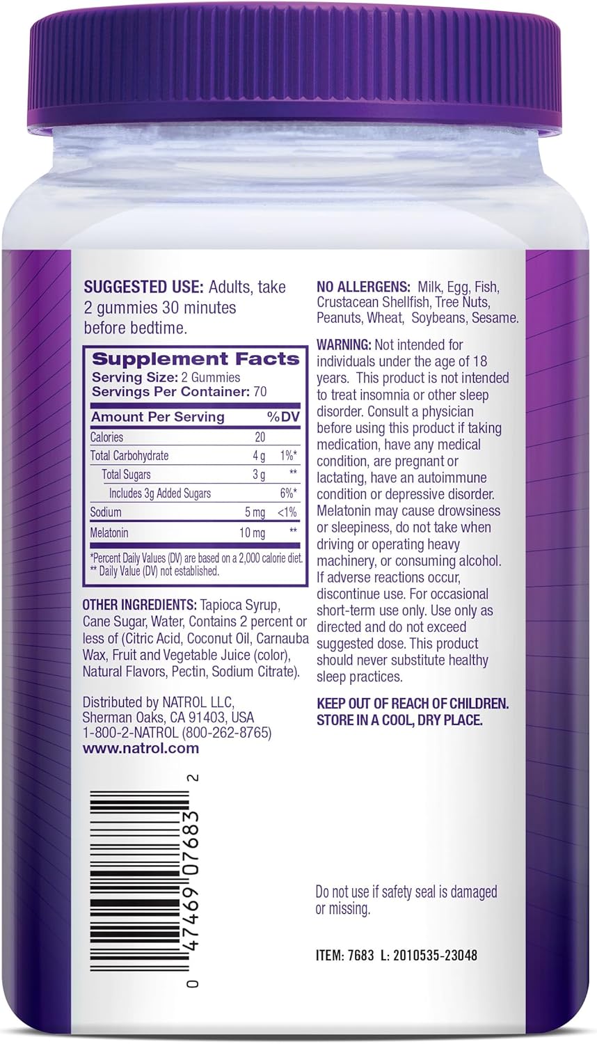 Informs customers about the product's safety profile, including allergen information and age restrictions.