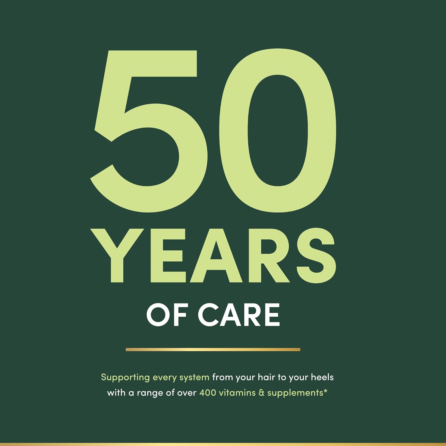 Celebrates the brand's 50-year history and highlights the extensive range of products offered to build trust and showcase expertise.