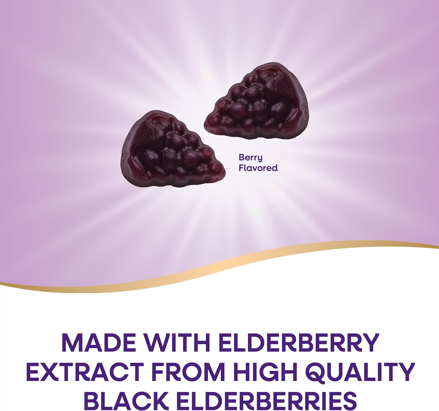 Emphasizes the use of premium elderberry extract from high-quality black elderberries, highlighting the product's natural and potent ingredients.